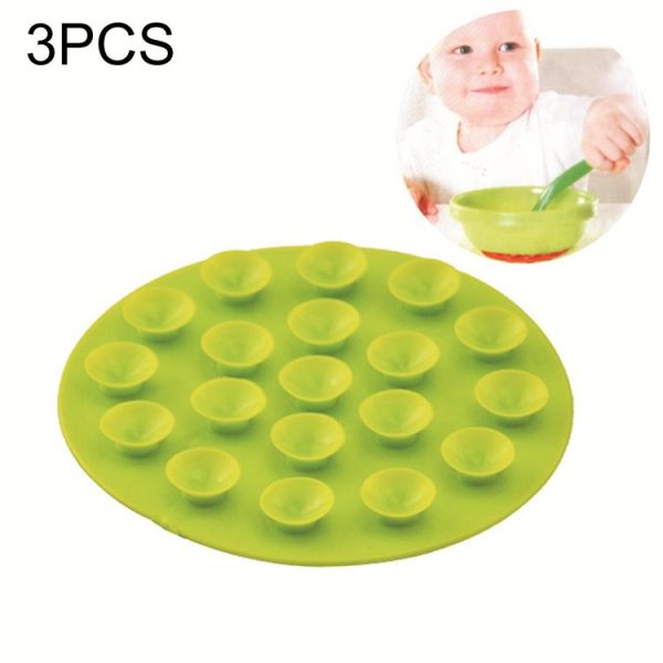 3pcs Baby Double-sided TPR Anti-skid Pad Strong Suction Placemat, Size: 10.5*10.5*1.3cm Random Color Delivery