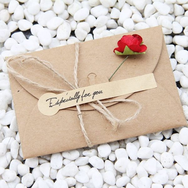 5 PCS Festival Creative DIY Retro Kraft Paper Handmade Large Dry Flower Greeting Card Birthday Card - Image 2
