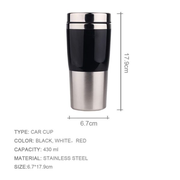 430ml Double Insulated Stainless Steel Mug In-Car Using Business Water Bottle (Black) - Image 4