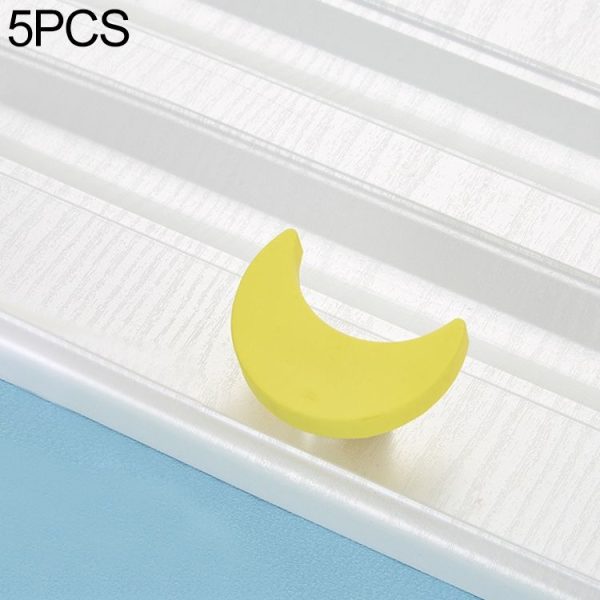 5 PCS Yellow Moon Pattern Shockproof Modern Cartoon Children Drawer Cabinet Handle