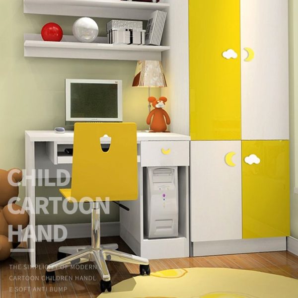 5 PCS Yellow Moon Pattern Shockproof Modern Cartoon Children Drawer Cabinet Handle - Image 5