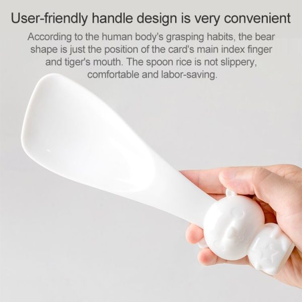 Original Xiaomi Youpin jordan &judy Cute Cartoon Bear Rice Spoon Non Sticky Vertical Stand Soup Sauce Scoop Kitchen Tool (White) - Image 7