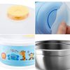 450ml Stainless Steel Interior And Plastic Exterior Double Layer Cartoon Style Bowl With Cover And Handles For Child At Age 2 To 9 (Blue) - Image 4