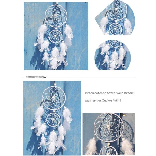 Creative White Lace Flower Dream Catcher Wind Chimes Feather Pendant for Home Wall Decorations Ornament, Random Style Delivery - Image 10