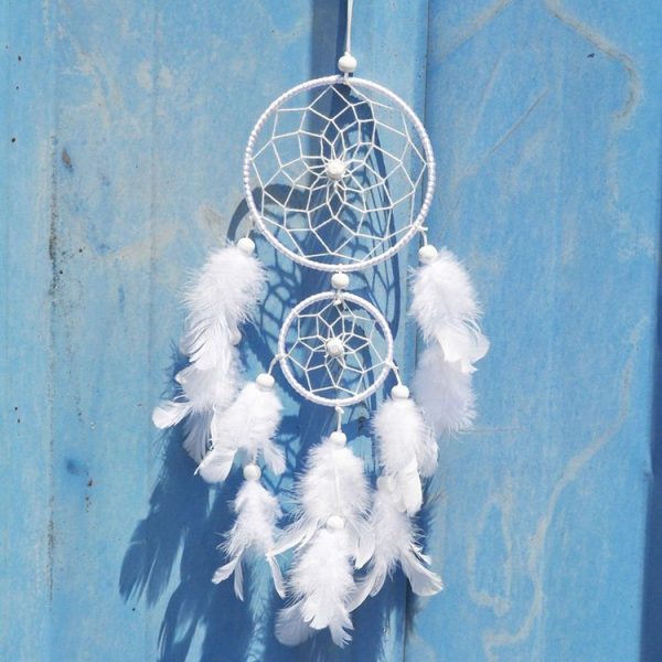 Creative White Lace Flower Dream Catcher Wind Chimes Feather Pendant for Home Wall Decorations Ornament, Random Style Delivery - Image 11