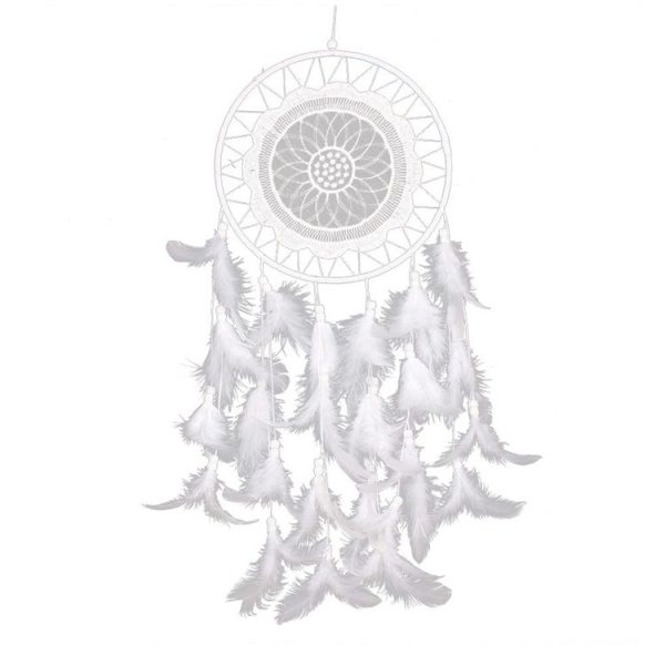Creative White Lace Flower Dream Catcher Wind Chimes Feather Pendant for Home Wall Decorations Ornament, Random Style Delivery - Image 5