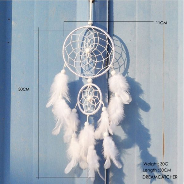 Creative White Lace Flower Dream Catcher Wind Chimes Feather Pendant for Home Wall Decorations Ornament, Random Style Delivery - Image 9