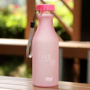 550mL Frost Leak-proof Plastic Portable Soda Bottle Sealed Simple Student Handy Beverage Bottle (Pink)