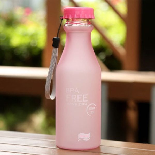 550mL Frost Leak-proof Plastic Portable Soda Bottle Sealed Simple Student Handy Beverage Bottle (Pink)