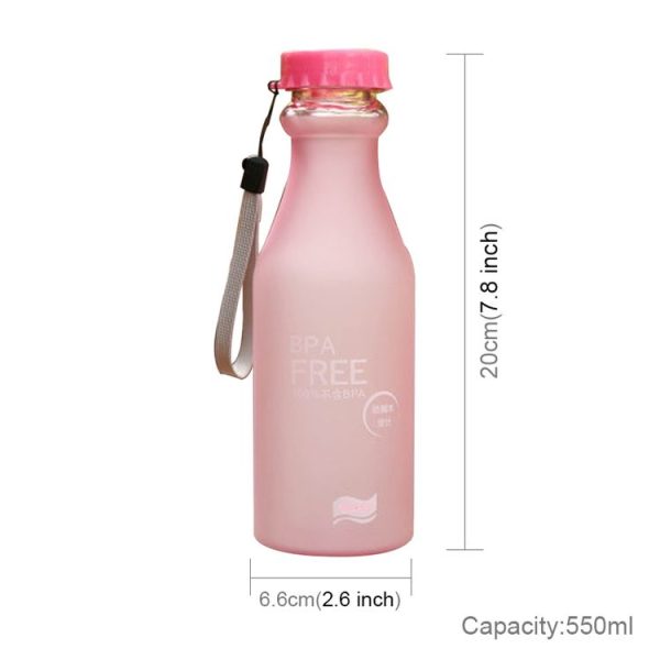 550mL Frost Leak-proof Plastic Portable Soda Bottle Sealed Simple Student Handy Beverage Bottle (Pink) - Image 2