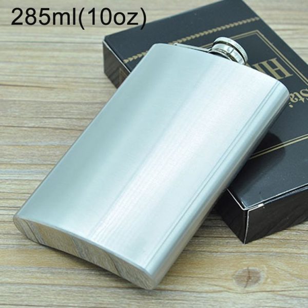 285mL (10oz) Outdoor Sports Handy Home Travel Wild Stainless Steel Portable Hip Flask (without Small Funnel) (Silver 285mL (10oz))