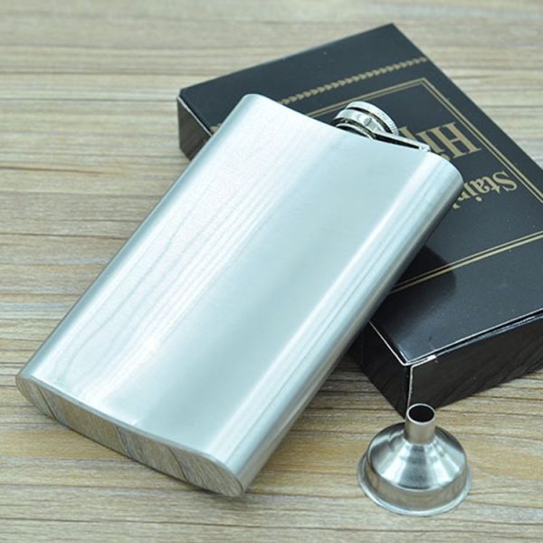 225mL (8oz) Outdoor Sports Handy Home Travel Wild Stainless Steel Portable Hip Flask (with Small Funnel) (Silver 225mL (8oz)) - Image 2