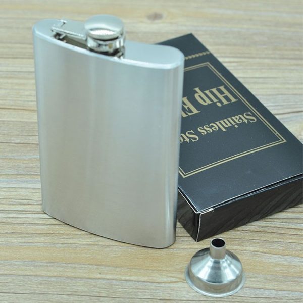 225mL (8oz) Outdoor Sports Handy Home Travel Wild Stainless Steel Portable Hip Flask (with Small Funnel) (Silver 225mL (8oz)) - Image 3