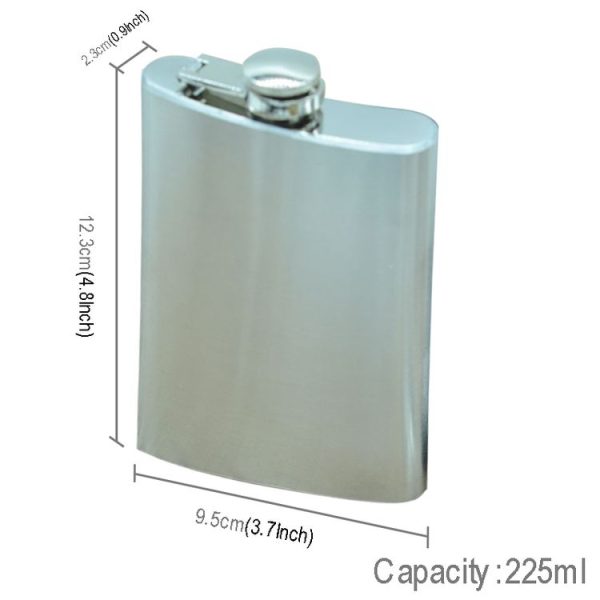 225mL (8oz) Outdoor Sports Handy Home Travel Wild Stainless Steel Portable Hip Flask (with Small Funnel) (Silver 225mL (8oz)) - Image 4