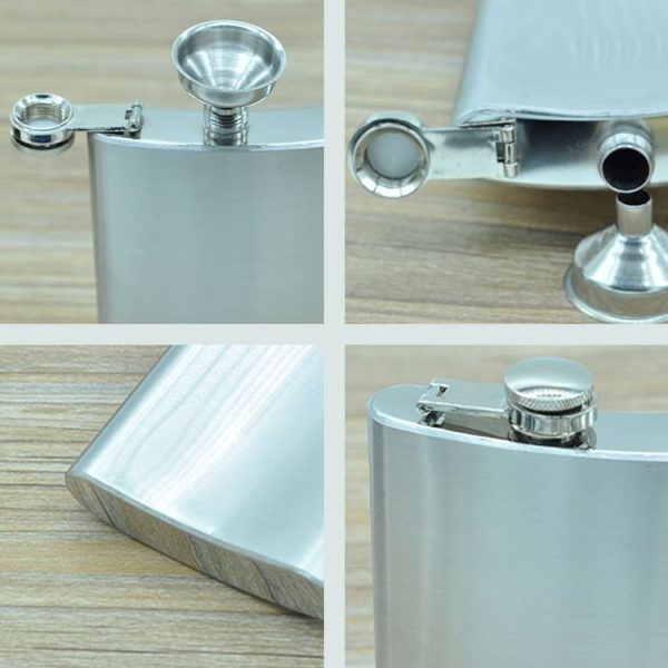 225mL (8oz) Outdoor Sports Handy Home Travel Wild Stainless Steel Portable Hip Flask (with Small Funnel) (Silver 225mL (8oz)) - Image 5