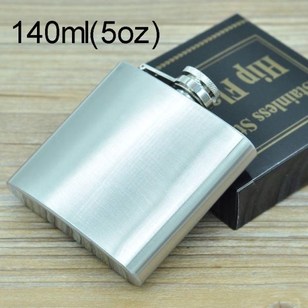 140mL (5oz) Outdoor Sports Handy Home Travel Wild Stainless Steel Portable Hip Flask (with Small Funnel) (Silver 140mL (5oz))