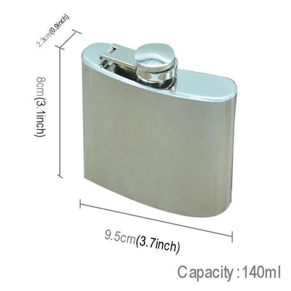 140mL (5oz) Outdoor Sports Handy Home Travel Wild Stainless Steel Portable Hip Flask (with Small Funnel) (Silver 140mL (5oz)) - Image 4