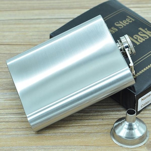 196mL (7oz) Outdoor Sports Handy Home Travel Wild Stainless Steel Portable Hip Flask (with Small Funnel) (Silver 196mL (7oz)) - Image 2