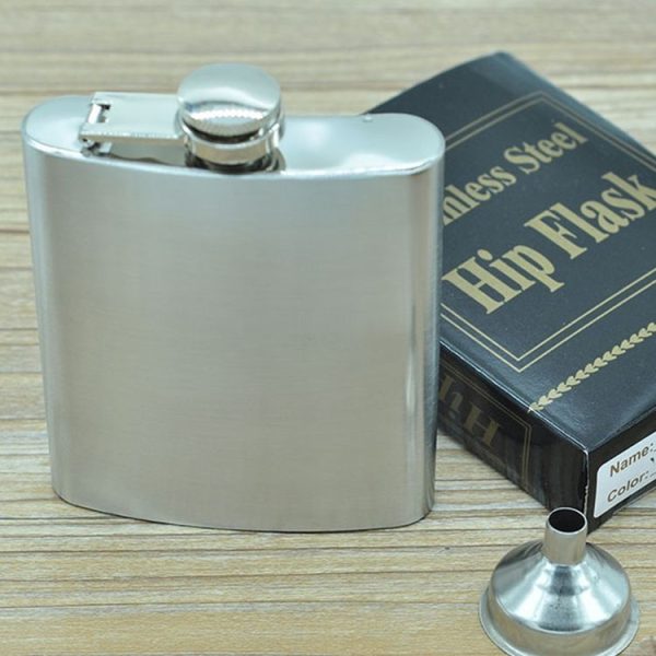 196mL (7oz) Outdoor Sports Handy Home Travel Wild Stainless Steel Portable Hip Flask (with Small Funnel) (Silver 196mL (7oz)) - Image 3