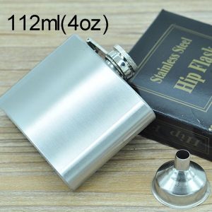112mL (4oz) Outdoor Sports Handy Home Travel Wild Stainless Steel Portable Hip Flask (with Small Funnel) (Silver 112mL (4oz))