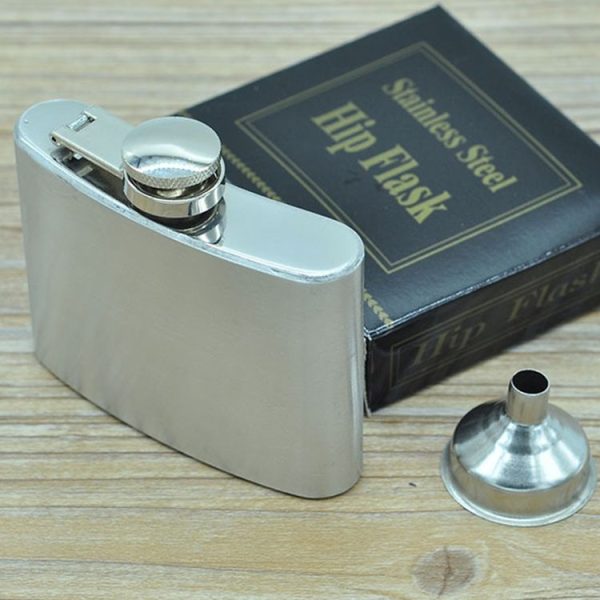 112mL (4oz) Outdoor Sports Handy Home Travel Wild Stainless Steel Portable Hip Flask (with Small Funnel) (Silver 112mL (4oz)) - Image 2