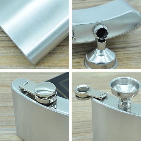 112mL (4oz) Outdoor Sports Handy Home Travel Wild Stainless Steel Portable Hip Flask (with Small Funnel) (Silver 112mL (4oz)) - Image 4