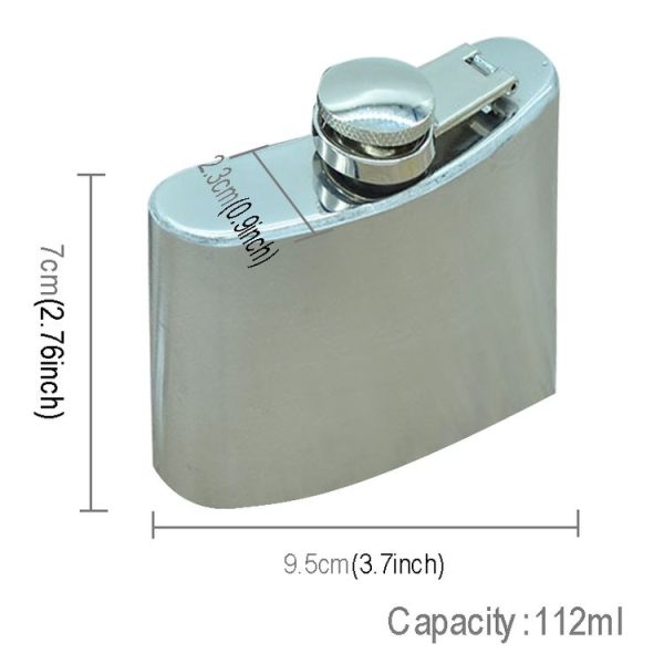 112mL (4oz) Outdoor Sports Handy Home Travel Wild Stainless Steel Portable Hip Flask (with Small Funnel) (Silver 112mL (4oz)) - Image 5