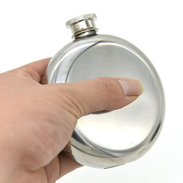 140mL (5oz) Men Mirror Handy Hip Flask Stainless Steel Portable Round Jug (With Small Funnel) (Silver) - Image 4