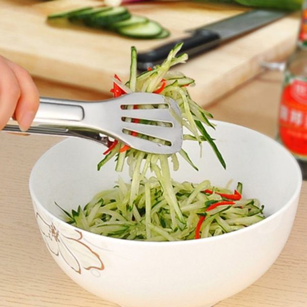Stainless Steel Barbecue Steak Clip Tongs BBQ Roasting Shovels Leak Steak Shovel Spatula Food Clamp Bread Clips, Length: 24cm - Image 3
