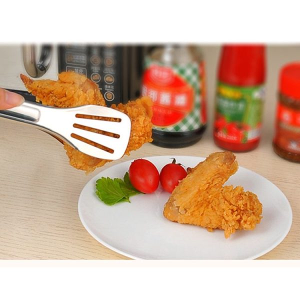 Stainless Steel Barbecue Steak Clip Tongs BBQ Roasting Shovels Leak Steak Shovel Spatula Food Clamp Bread Clips, Length: 24cm - Image 4