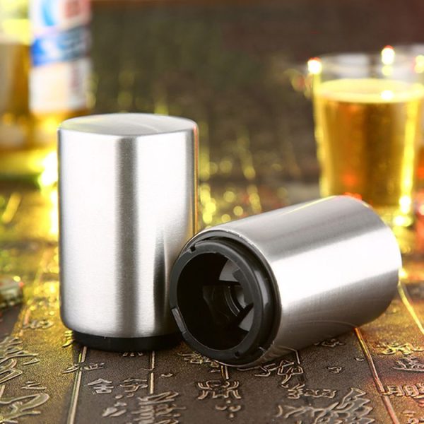 Magnetic Automatic Beer Bottle Cap Opener Stainless Steel Push Down Beer Opener Kitchen Gadgets, Size: 8.5 x 5.2cm - Image 9