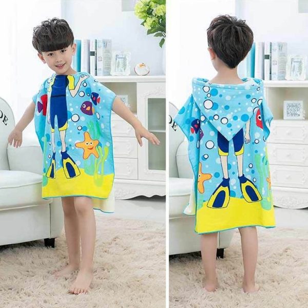 Children Beach Towel Hooded Cloak Kids Boy Girl Baby Bath Towel Absorbent Bathrobe Swim Clothes, Size: 60 x 120cm, Suitable for Height 1.2m or Less - Image 6