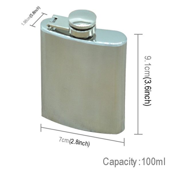 100ml (3.5oz) Pocket Flagon Outdoor Sports Flat Liquor Flask Camping Ultralight Portable Wearproof Wine Pot (Silver) - Image 5