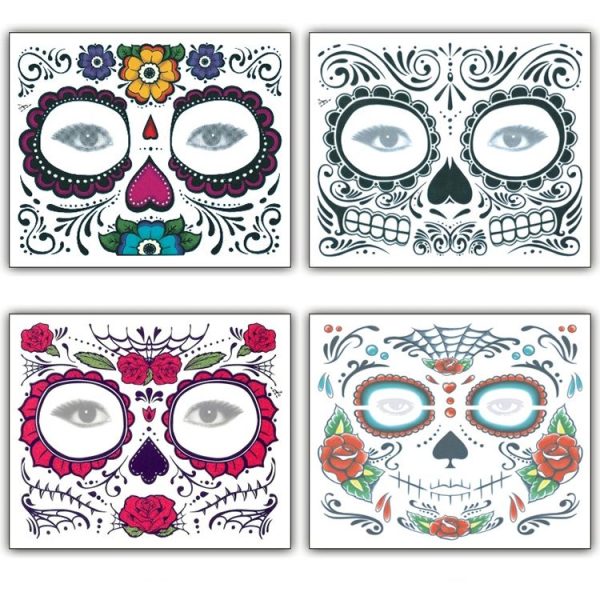 4pcs Halloween Waterproof Temporary Face Tattoo Stickers, Size: 150*125mm, Random Style Delivery - Image 2