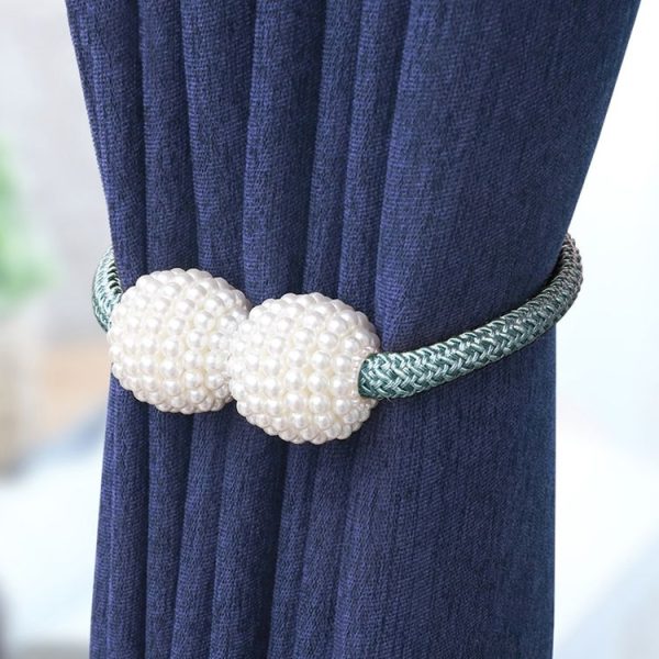 Fashion Adornments Pearl Magnetic Buckle Curtain Strap (Navy Blue)