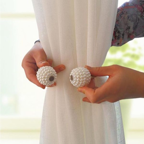 Fashion Adornments Pearl Magnetic Buckle Curtain Strap (Navy Blue) - Image 5