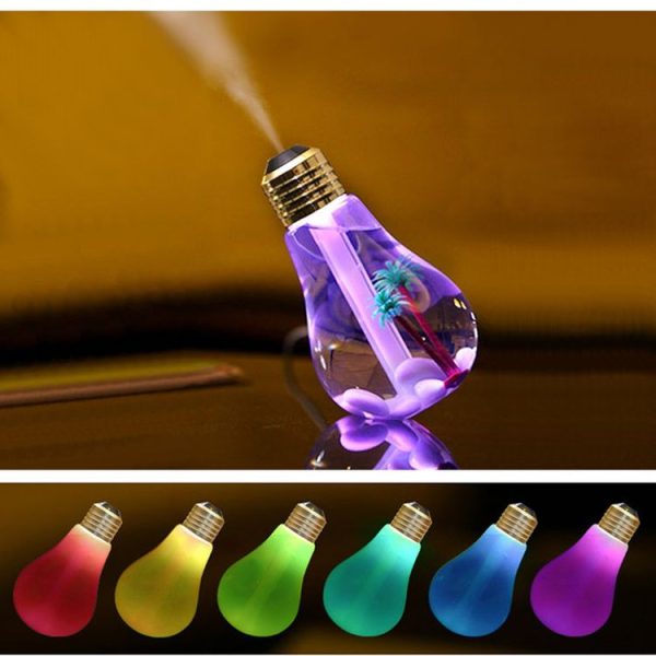 400ML Colorful Light Portable Bulb Shape Aromatherapy Air Purifier Humidifier for Home / Office / Car (Gold)