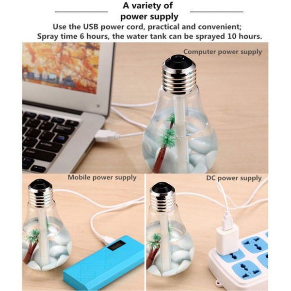 400ML Colorful Light Portable Bulb Shape Aromatherapy Air Purifier Humidifier for Home / Office / Car (Gold) - Image 11