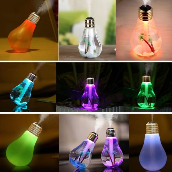 400ML Colorful Light Portable Bulb Shape Aromatherapy Air Purifier Humidifier for Home / Office / Car (Gold) - Image 16