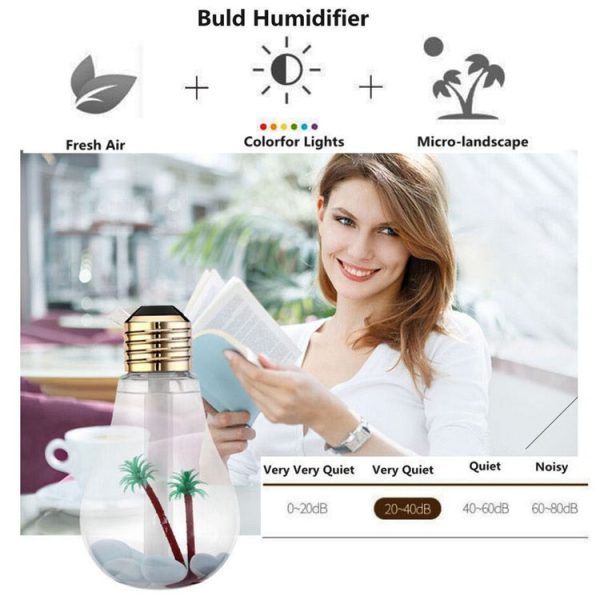 400ML Colorful Light Portable Bulb Shape Aromatherapy Air Purifier Humidifier for Home / Office / Car (Gold) - Image 4