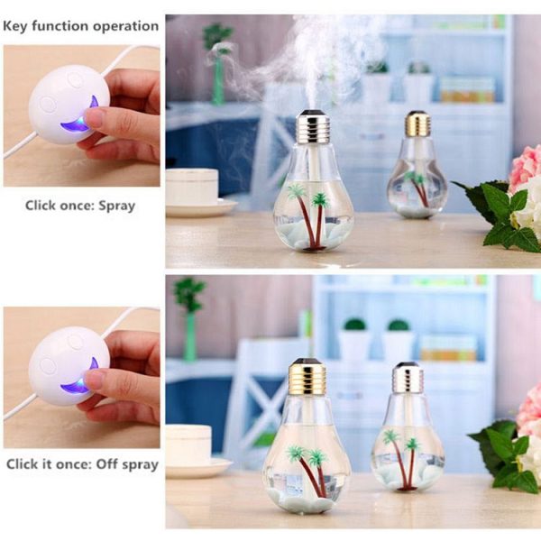 400ML Colorful Light Portable Bulb Shape Aromatherapy Air Purifier Humidifier for Home / Office / Car (Gold) - Image 9