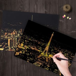 Bright City DIY Drawing Picture Wall Painting Scratch Card Golden Night View Paint Arts Paper Hand Painted Home Decoration Creative Handmade Gifts, Size: 41*28.7cm
