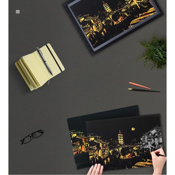Bright City DIY Drawing Picture Wall Painting Scratch Card Golden Night View Paint Arts Paper Hand Painted Home Decoration Creative Handmade Gifts, Size: 41*28.7cm - Image 3