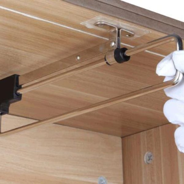 Telescopic Rail Pull-Out Wardrobe Clothes Hanger (35cm) - Image 2