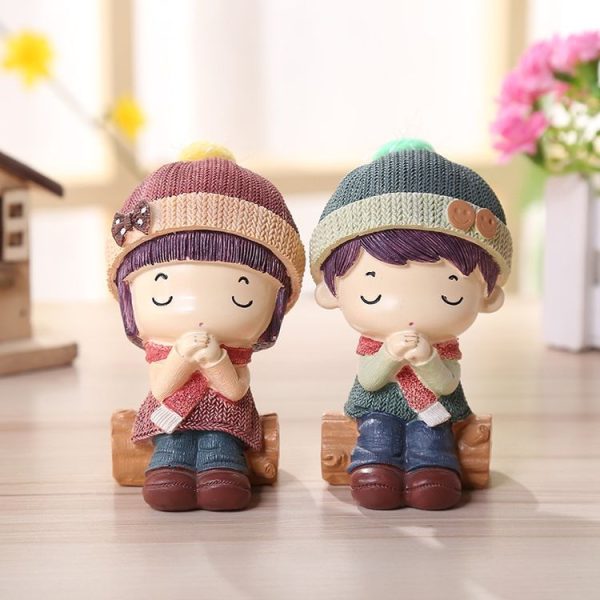 1 Pair Resin Crafts Creative Home Decoration Doll, Random Style Delivery - Image 3