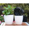 Lazy Flower Pots Automatic Water-absorbing Hydroponic Potted Plants Circular Resin Plastic Flower Pots Double-layer Design Self Watering Planter, Diameter: 11cm, Height: 10.3cm (White) - Image 7