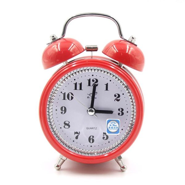 Fashion Mute Metal Alarm Clock with Night Light, Size: 12*8.5cm (Red) - Image 2