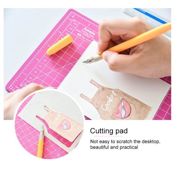 Junesix A5 Cutting Mat Set Cutting Mat & Ruler & Carving Knife (Blue) - Image 3