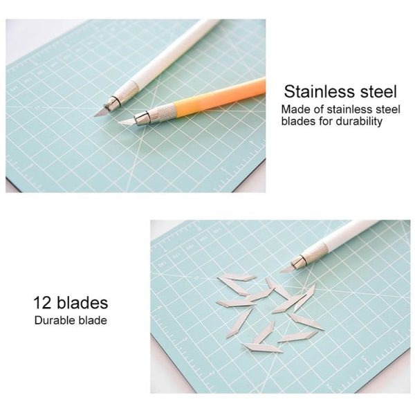 Junesix A5 Cutting Mat Set Cutting Mat & Ruler & Carving Knife (Blue) - Image 4