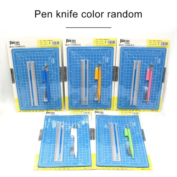 Junesix A5 Cutting Mat Set Cutting Mat & Ruler & Carving Knife (Blue) - Image 5